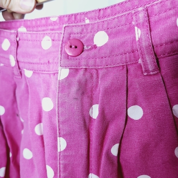 Vintage GLOB Bubblegum Pink White Polka Dot High Waisted Denim Trousers size 6 - Picture 5 of 8